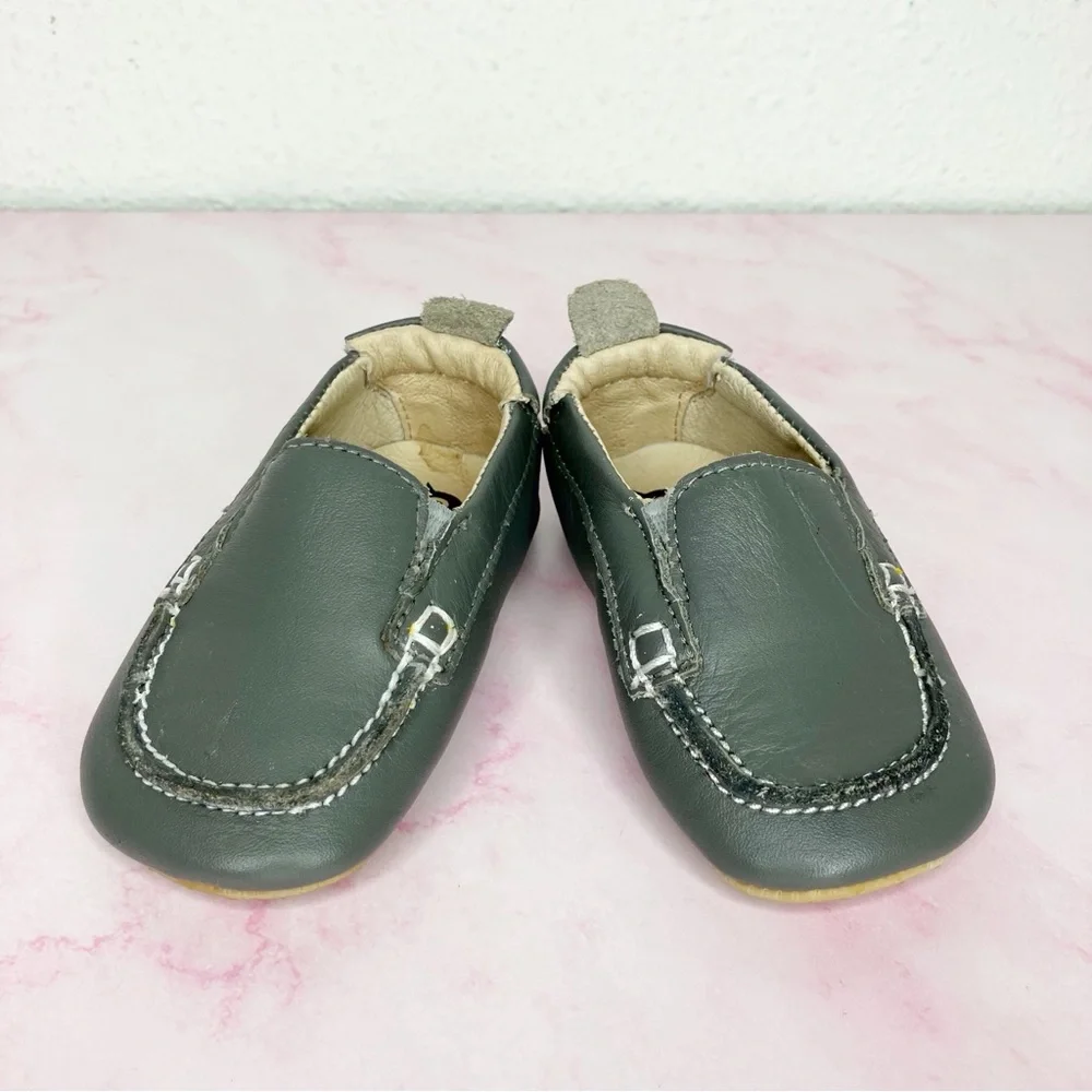 Old Soles Baby boat shoes taupe grey‎ leather loafers shoes 18 EU or 2 infant US